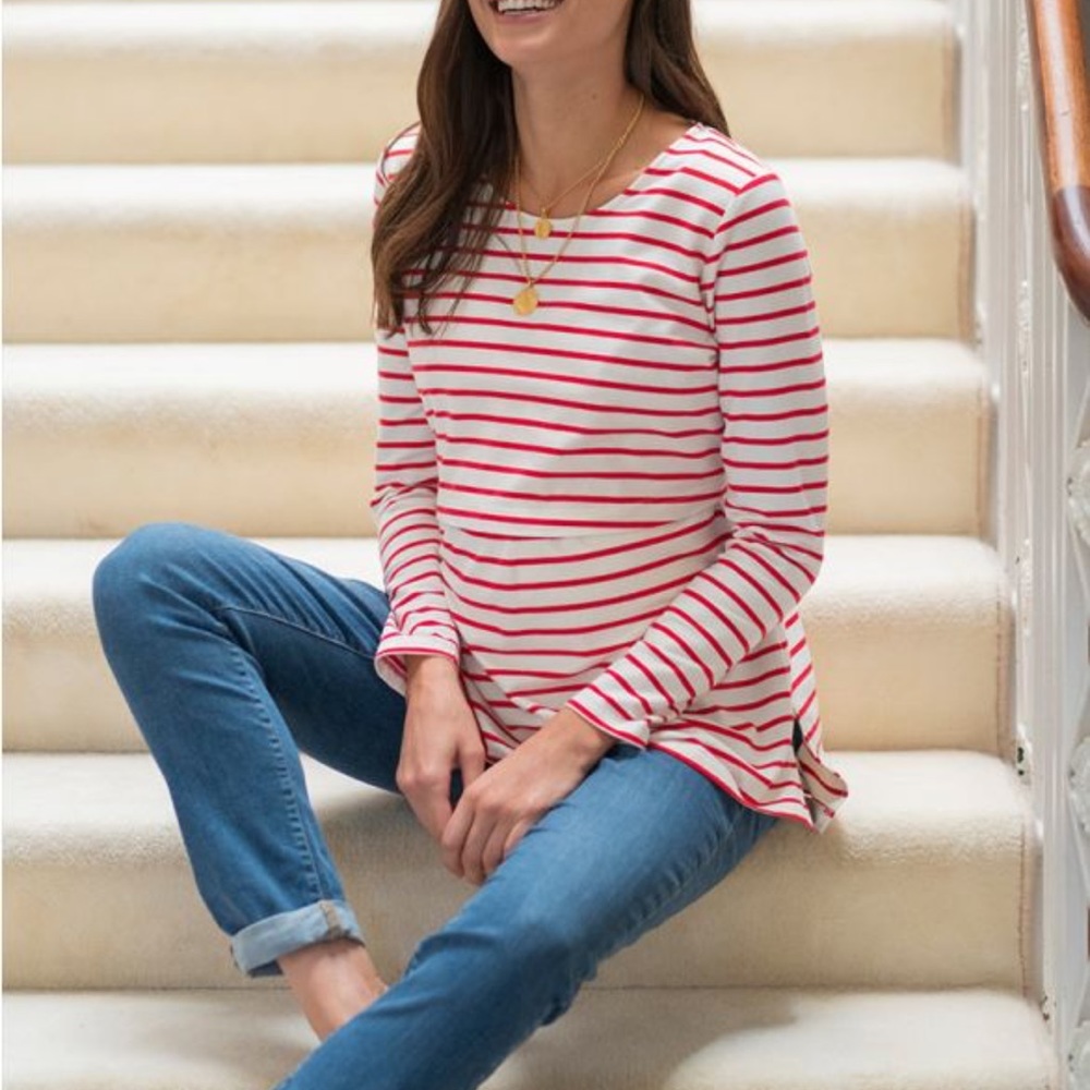 Seraphine Red Stripe Cotton Maternity & Nursing
Top size large great condition